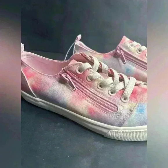 Cat & Jack Shoes Kids Girls Luka Double Zip Lace Up Sneakers Pink Fabric - Picture 3 of 11